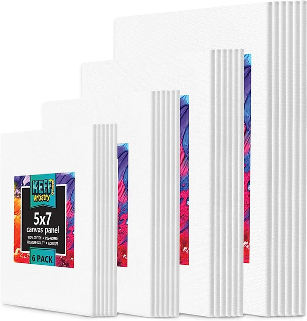 KEFF Canvases for Painting - 24 Pack Art Paint Canvas Panels Set Boards - 5x7, &