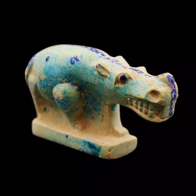 Rare Antique Faience Figurine Hippopotamus (Hippo) of Ancient Egyptian...LARGE