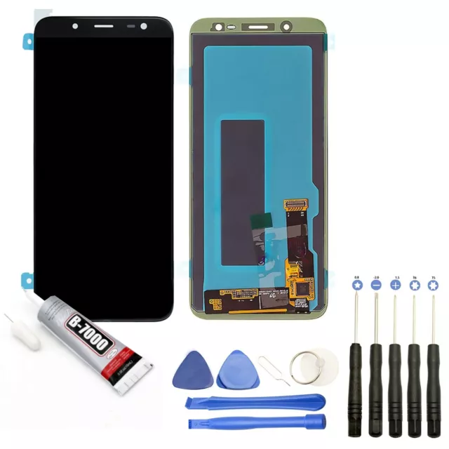 VITRE + ECRAN LCD POUR Galaxy J6 SM-J600F 5.6" BLEU ARGENTE + OUTILS+ COLLE