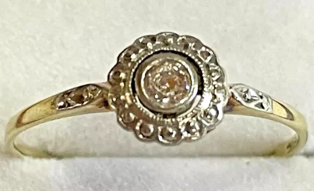 Art Deco Diamant Ring, Solitär, 0,10ct, Gelbgold 14ct/585, Anfang 20.Jh.