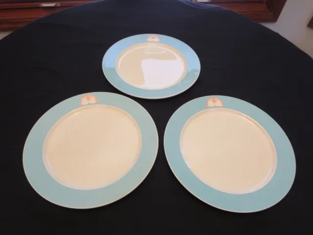 3 Villeroy & Boch Large 11 ¼” Swan Dinner/Charger Plates - White with Blue Rim