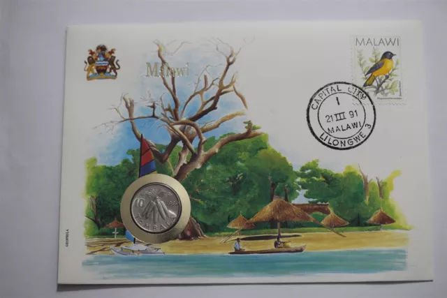 🧭 🇲🇼 Malawi 10 Tambala 1989 Coin Cover B48 #81