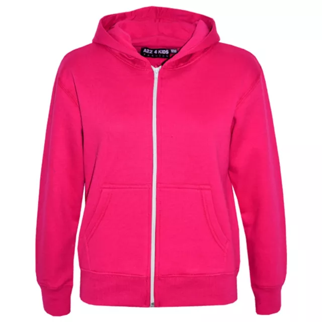 Bambine Unisex Semplice Pile Felpa Rosa con Cappuccio Zip Stile Età 2-13 Anni