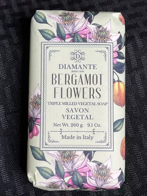 Diamante BERGAMOT FLOWERS Triple Milled Vegetal ITALIAN Bar Soap 9.1 oz Floral