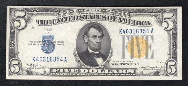 Fr. 2307 1934-A $5 Five Dollars “North Africa” Silver Certificate Uncirculated