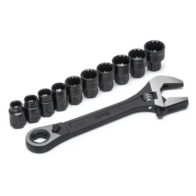 Sata Pass Thru Adjustable Wrench Set 11pc - Black Edition