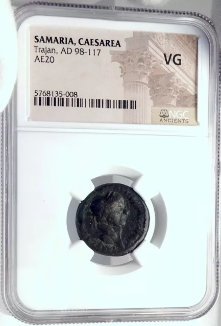 TRAJAN Ancient 115AD Caesarea Maritima Judaea Samaria Roman Coin NGC i82215 3