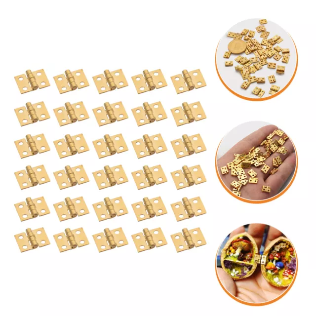 30 Mini Wooden Box Hinges Micro Jewelry Alloy Hinges-JX