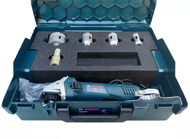 Diamante Trapano Piastrelle Set Professionale IN Bosch L-BOXX + Gws 7 Macina