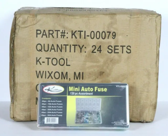 24 Piece Box Of 120 Mini Auto Car Blade Fuse Assortment Set Auto Car Fuses Kit