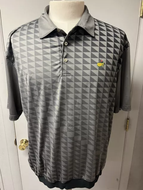 Mens MASTERS TECH Polo Golf Shirt Size XL Gray/Black Performance + Logo Augusta