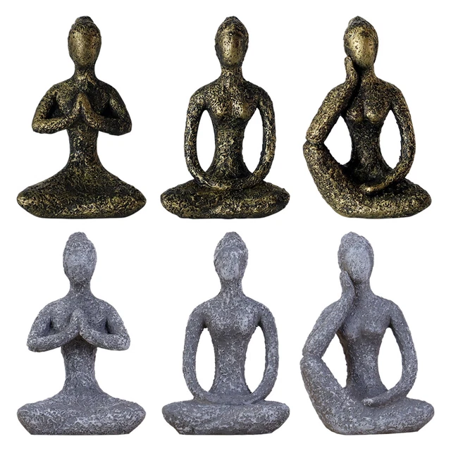 3pcs Harz Yoga Pose Statue Dekor Figuren, moderne Wohnkultur für Regal,