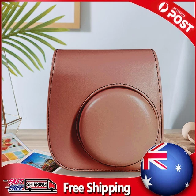 Instant Camera Bags PU Leather for Fujifilm Instax Mini 12/11/9/8 (Light Brown)