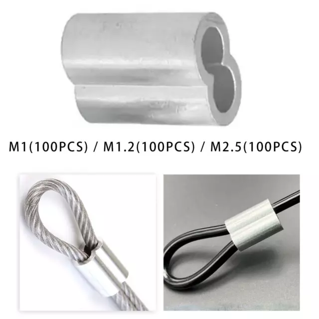 100x Wire Rope Aluminum Sleeve Steel Wire Rope Aluminum Crimping Loop Sleeve