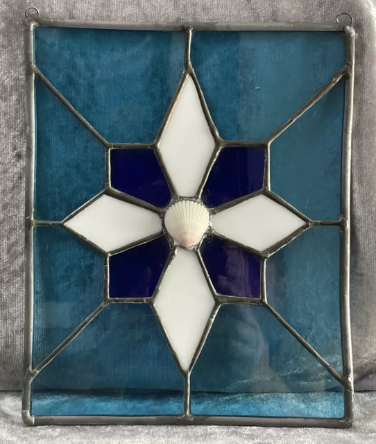 Stained Glass Shell Star Suncatcher Window Panel
