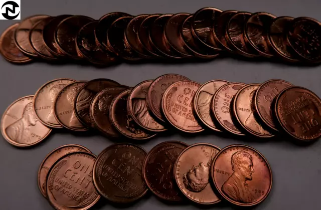 (10) 1909 VDB Lincoln Wheat Penny Cent Set/Lot ~ Choice/Gem BU (red) ~10 Coins