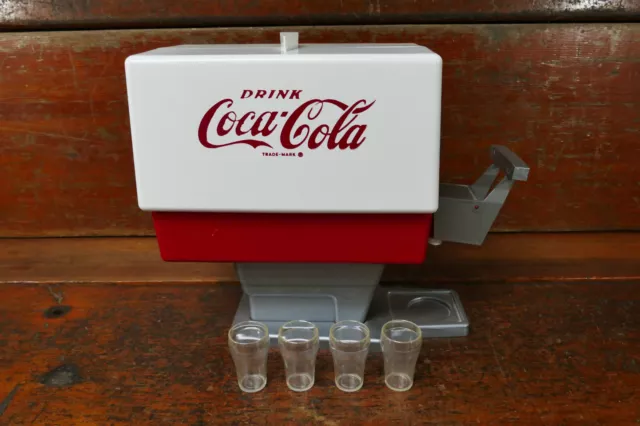 VINTAGE 1960s Coca Cola Dispenser Chilton Toys No. 3066 w/ 4 Glasses - CLEAN!