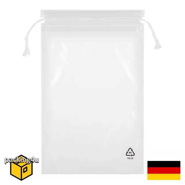 Beutel Kordelzugbeutel LDPE Folienbeutel 50my 100x120mm 1000 Stk Tüte mit Kordel