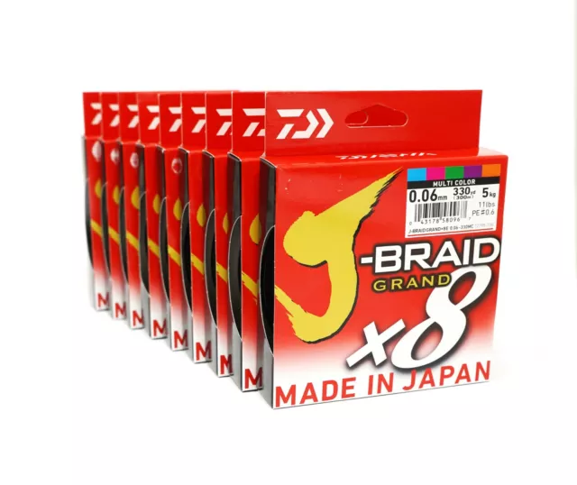 Braided line Daiwa J-BRAID GRAND X8 Multicolor - 330yd / 300m - VARIOUS SIZES