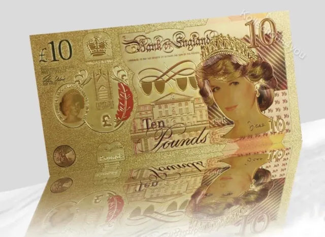 Princess DIANA 10 Pound Gold Foiled Bank Note The People’s Princess