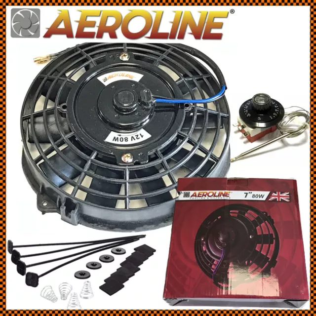 7" Aeroline® Electric Radiator / Intercooler 12v Cooling Fan + Thermostat