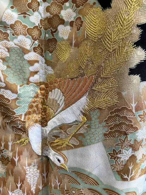 Vintage Japanese kimono - Kuro tomesode with Beautiful embroidery 2