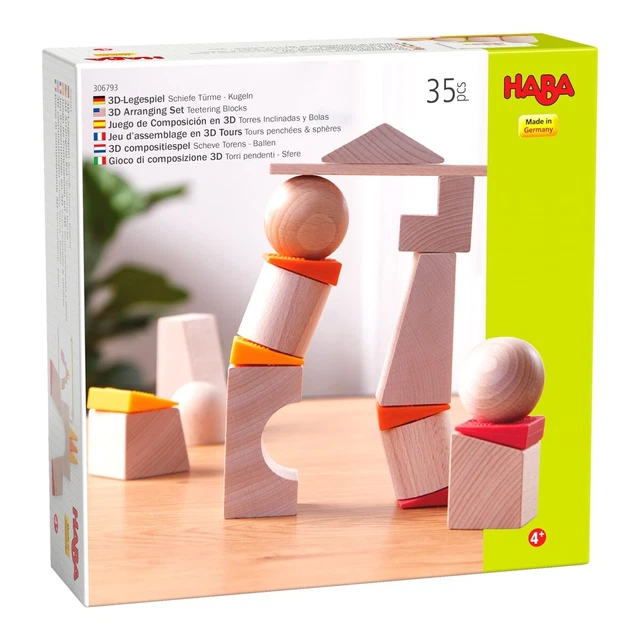 HABA 306793 3D-Legespiel Schiefe Türme - Kugeln Holz
