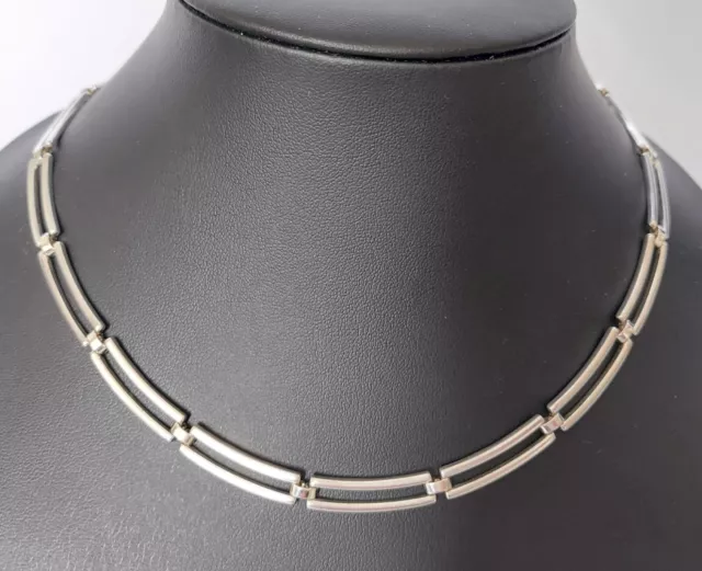 Vintage Sterling Silver Modernist Style 925  Necklace Jewellery 17.5 inch