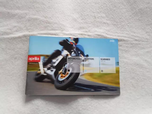 APRILIA MOTORCYCLES, SCOOTERS, SCARABEO Motorcycle Sales Brochure 2003 ITALIAN