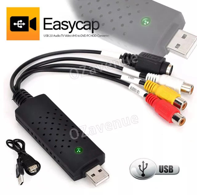 NEW Capture Card Video USB 2.0 VHS to DVD Adapter Converter EasyCap PC PS 2