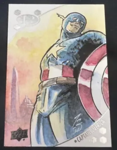 2017 Upper Deck Ud Marvel Premier Sketch Card 1/1 By ? Captain America !