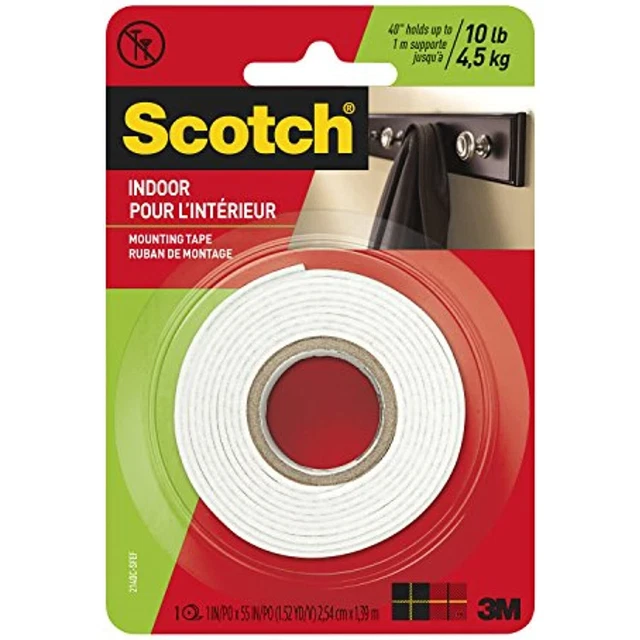 Cinta de montaje interior Scotch 214/DC de doble recubrimiento, blanca