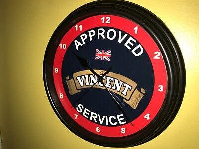 Vincent Motorcycle AppService Garage Man Cave Advertising Clock Sign