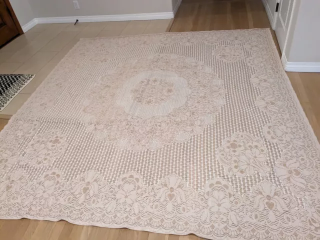 Vintage Lace Coverlet For Bed Approx 96" X 96" Gorgeous Machine Washable