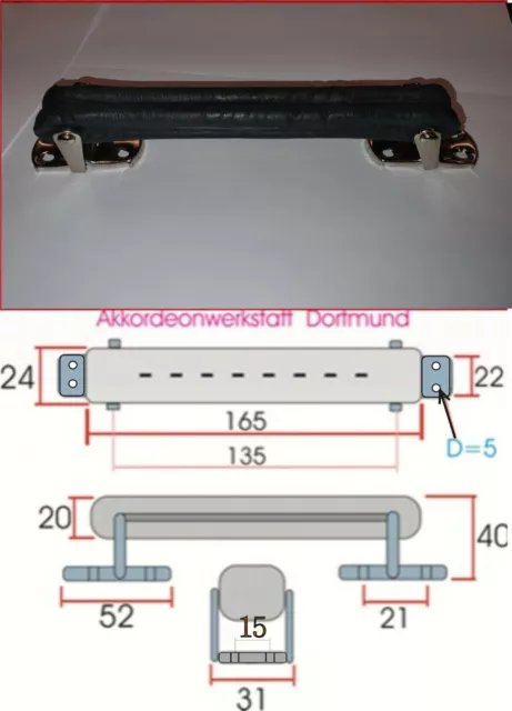 Akkordeonkoffer- Griff,  Akkordeon Koffergriff,  accordion case carrying handle