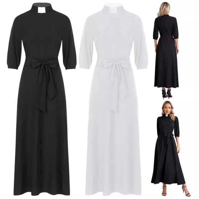 Womens Dresses Fancy Gown Elegant Church Clergy Praise Of Worship 3/4 Sleeve