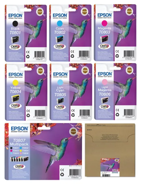 Original Epson Ink Cartridges T0801, T0802, T0803 T0804, T0805, T0806, T0807 LOT