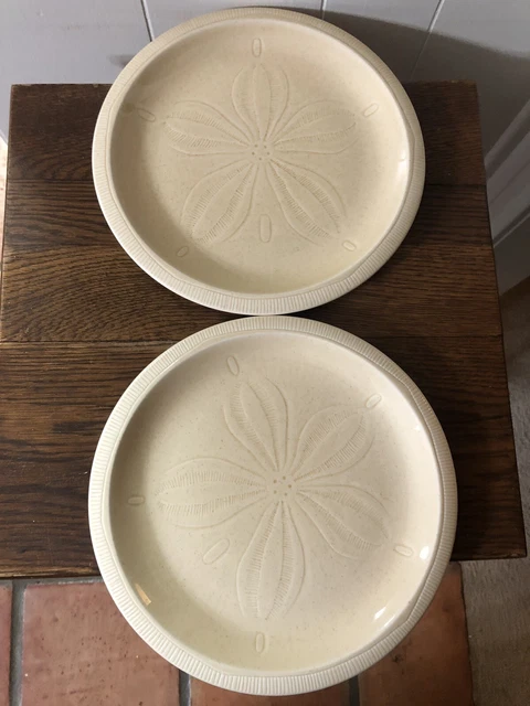 (2) Franciscan Sea Sculpture 10.5" Dinner Plates SAND DOLLAR Durable China