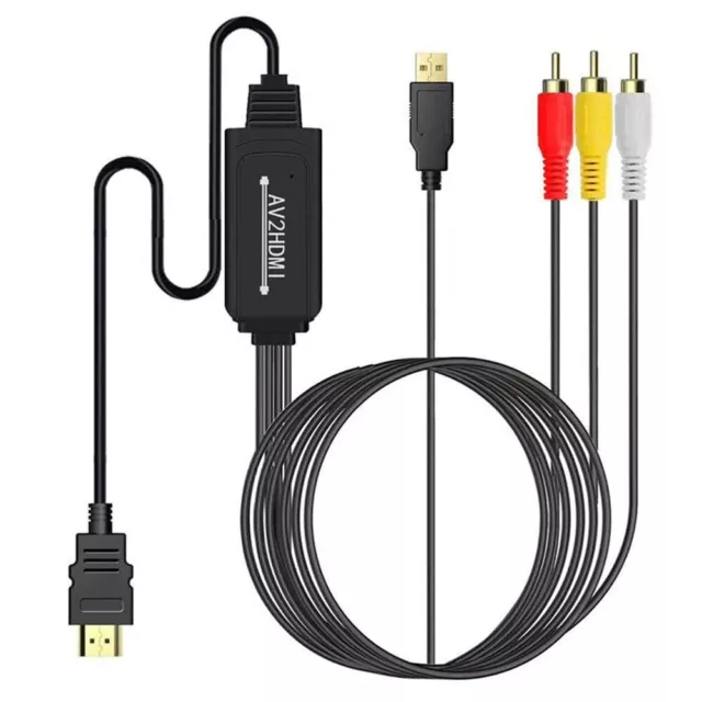 PAL NTSC 1080P AV to HDMI Cable 3 RCA RCA to HDMI Converter CVBS Composite