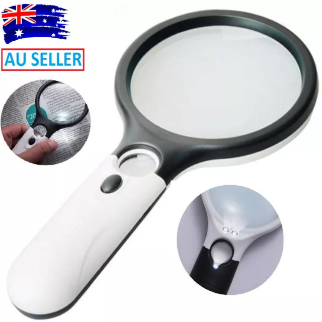 45X Magnifying Glass Magnifier Handheld Loupe Reading Optical Clarity With Light