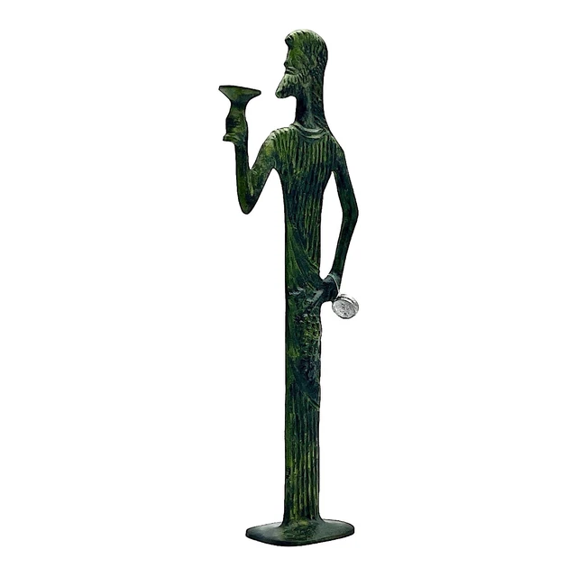 Dionysus Bacchus holding a cup Wine Greek God of Wine Real Bronze Flat Statue