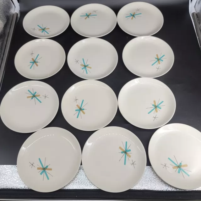 Salem China North Star Bread Plates Set of 12 Atomic Starburst 6" Made in USA