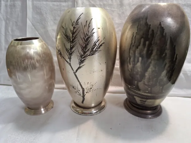 3 Stück WMF Ikora Metall Vase Blumenvase Tischvase