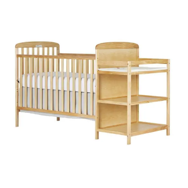 Dream On Me Natural Crib N Changing Table Combo 4-in-1 in Natural Wood Finish 2