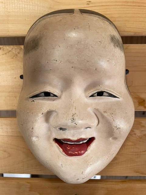 Noh Mask Tongue Sticking Out Hand Carved from Japan