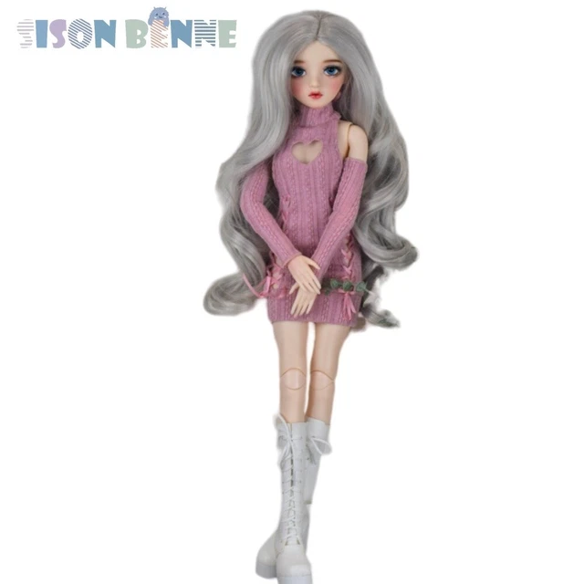 24 Pouces 60cm BJD Poupée Yeux Bruns + Longue Perruque