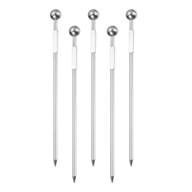 4.25" Metal Cocktail Toothpicks Round Bead Drink Picks Cocktail Skewer 5Pcs