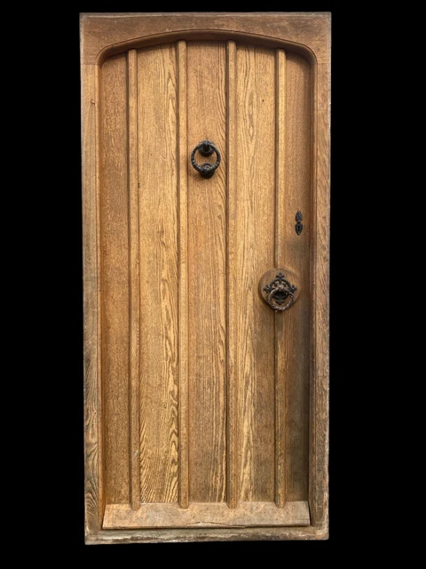 BRUTE SOLID OAK FRONT DOOR + FRAME OLD PERIOD ANTIQUE RECLAIMED HARDWOOD 130kgs