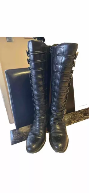 DUNE BERTIE PIXIE D Button Detail Knee High Black Leather Zip Boots Size UK 60.00 PicClick UK