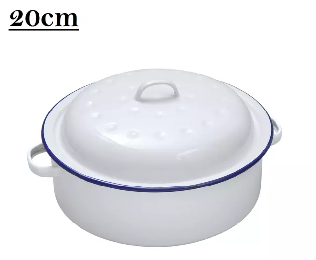 Falcon Round Roaster Dish Roasting Oven Tray Casserole Pan White With Lid New